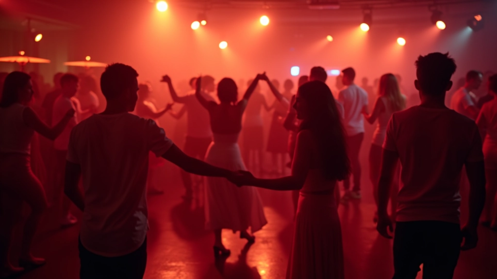 Lively dance social gathering with multiple participants